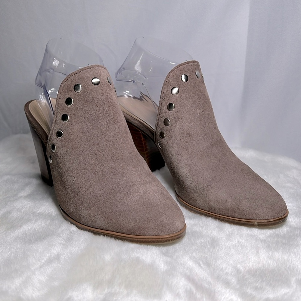 Michael Michael Kors Studded Light Brown Gray Leather Heeled Open Back Shoes - 8